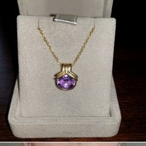 Amethyst pendant on 14k chain